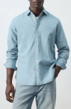 Mango Regular Fit Linen Button-up Shirt In Blue