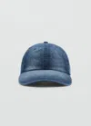 Mango Denim Cap With Visor Medium Blue In Medium Blue