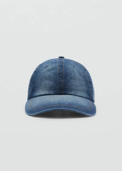Mango Denim Cap With Visor Medium Blue