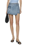Mango Denim Cargo Wrap Miniskort In Medium Blue