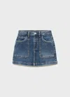 Mango Kids' Denim Cotton Skirt Dark Blue