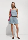 Mango Denim Crop Top Blue In Blue