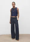 Mango Denim Crop Top Open Blue In Blue