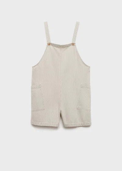 Mango Salopette Jean Rayures Beige - Femme - Xl -
