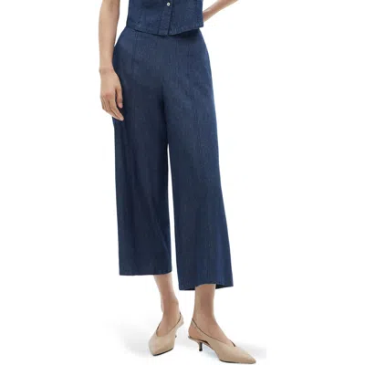 Mango Denim-effect Culotte Pants In Blue