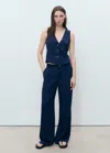 Mango Gilet Lyocell Effet Denim Bleu Foncé - Femme - 1xl -
