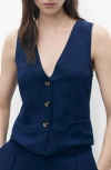 Mango Denim Effect Vest In Blue