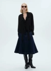 Mango Denim Flared Skirt Open Blue In Open Blue