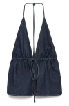 Mango Buttons Cotton Pants In Blue