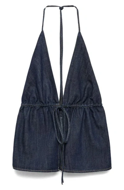 MANGO MANGO DENIM HALTER TOP
