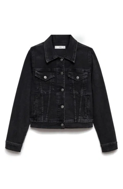 Mango Denim Jacket In Black Denim