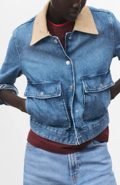MANGO MANGO DENIM JACKET WITH CORDUROY COLLAR