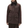 Mango Denim Jacket With Corduroy Collar In Wine