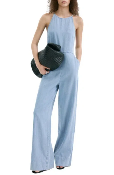 Mango Denim Jumpsuit In Blue