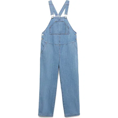 Mango Denim Maternity Overalls In Medium Blue