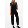 Mango Denim Maternity Overalls In Black Denim