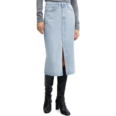 Mango Denim Midi Skirt In Light Blue