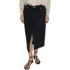 Mango Women's Slit Denim Skirt In Black Denim