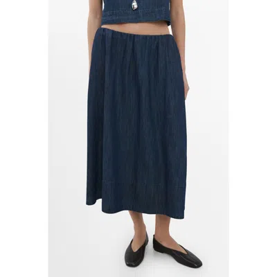 Mango Denim Skirt With Stitched Hem Open Blue