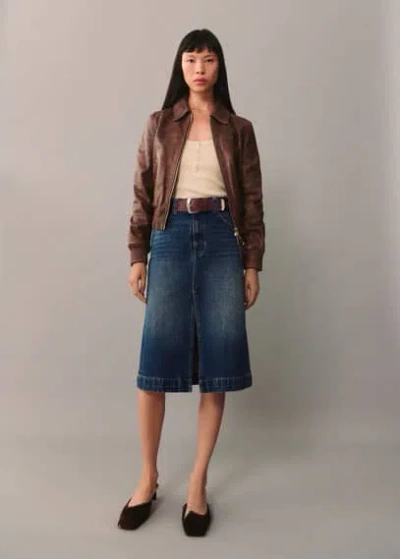 Mango Denim Midi-skirt Dark Blue