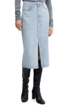 Mango Denim Midi Skirt In Light Blue