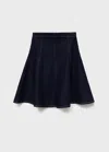 Mango Denim Midi-skirt With Stitching Open Blue In Blue