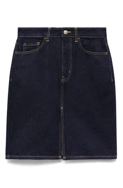 Mango Denim Miniskirt In Open Blue