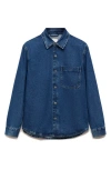 Mango Denim Overshirt In Medium Blue
