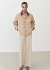 Mango Denim Parka With Contrasting Collar Sand In Sand