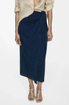Mango Women's Lyocell Sarong Skirt In Dark Blue
