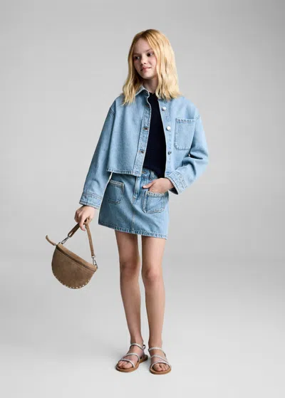 Mango Kids' Denim Short Skirt Medium Blue