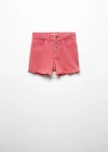 Mango Kids' Short En Jean Boutons In Cerise