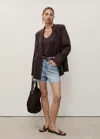 Mango Denim Shorts With Frayed Hem Medium Blue