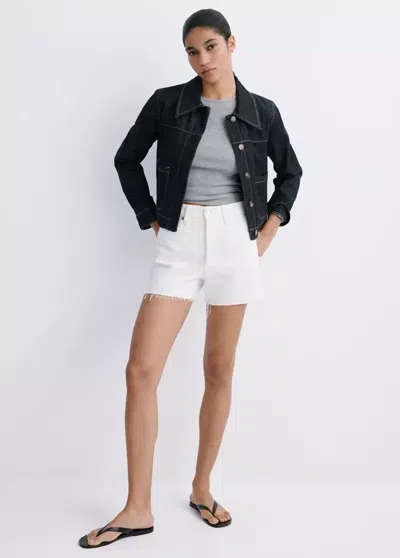 Mango Denim Shorts With Frayed Hem In Brown