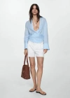 Mango Denim Shorts With Frayed Hem White In White
