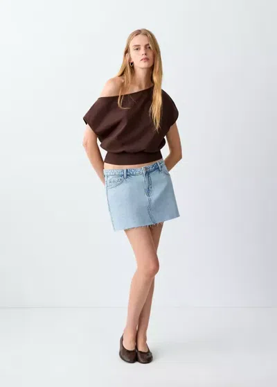 Mango Denim Skirt With Stud Details In Blue