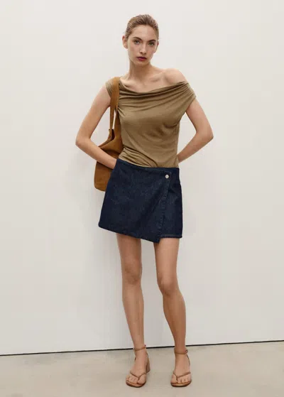 Mango Denim Skort Open Blue