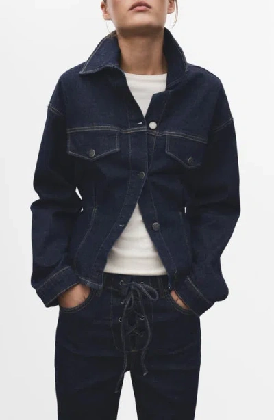 Mango Denim Trucker Jacket In Blue