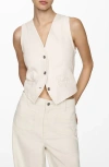 Mango Denim Vest In Off White