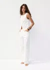 Mango Denim Vest With Openwork Embroidery In White