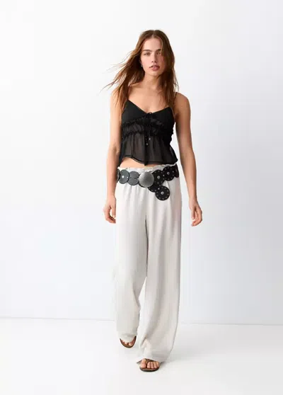 Mango Detail Beading Top In Black