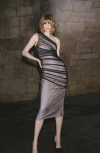 Mango Deva Ruched Mesh One-shoulder Dress In Black
