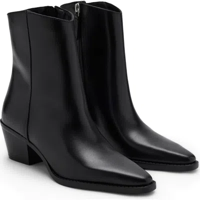 Mango Dia Leather Bootie In Black