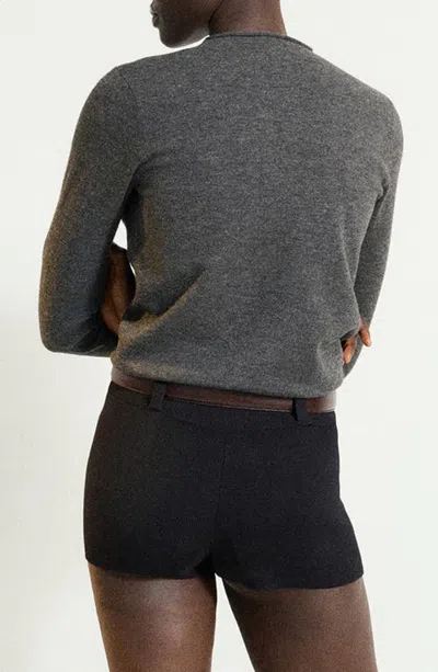 Mango Diamond Crewneck Sweater In Gray