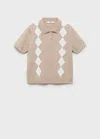 Mango Diamond Polo Neck Sweater Medium Brown In Neutral
