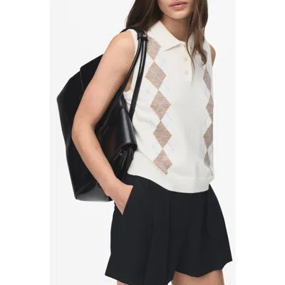 MANGO MANGO DIAMOND PRINT POLO VEST