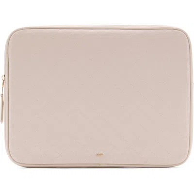 Mango Diamond Stitch Faux Leather Laptop Case In Off White