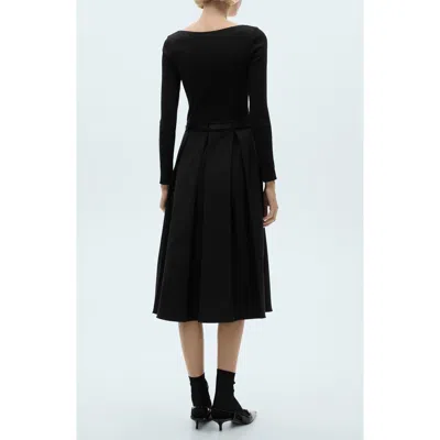 Mango Women's Belted Combined Pleated Dress In Black