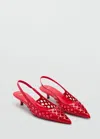 Mango Laser Cut Pointed Toe Slingback Pump In Red