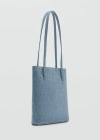 Mango Die-cut Leather Shopper Bag Blue In Blue